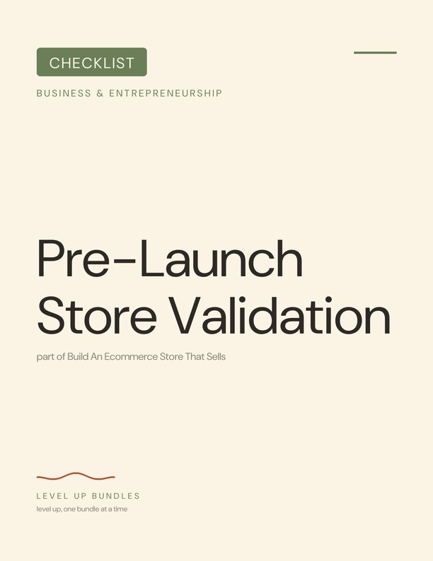 Pre-Launch Store Validation