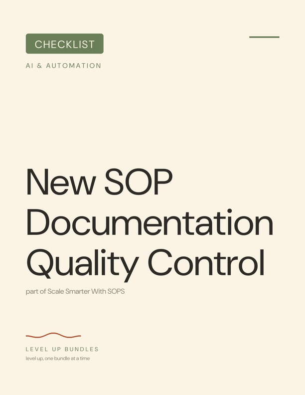 New SOP Documentation Quality Control
